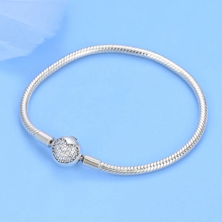 Heart Shaped Snake Bone Bangle Bracelet