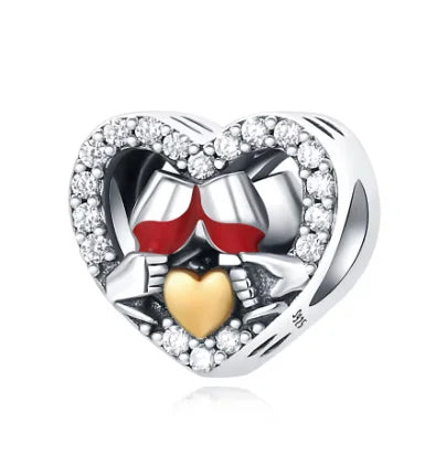 Love Heart wine glass bead