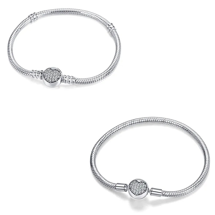 Heart Shaped Snake Bone Bangle Bracelet