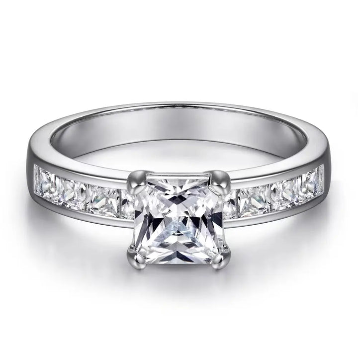 Square Inset Wedding Ring Set