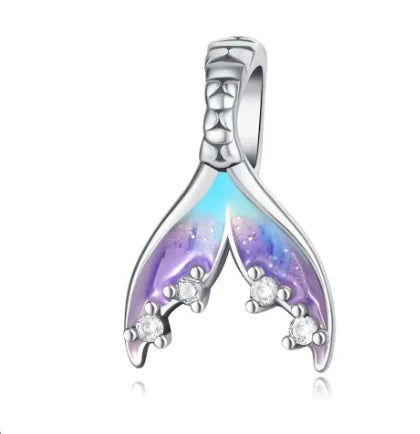 Blue Purple Gradient Enamel Mermaid Tail Beads