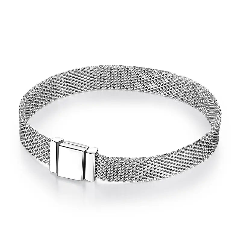 Pulsera de cadena de plata para dijes de cuentas con clip