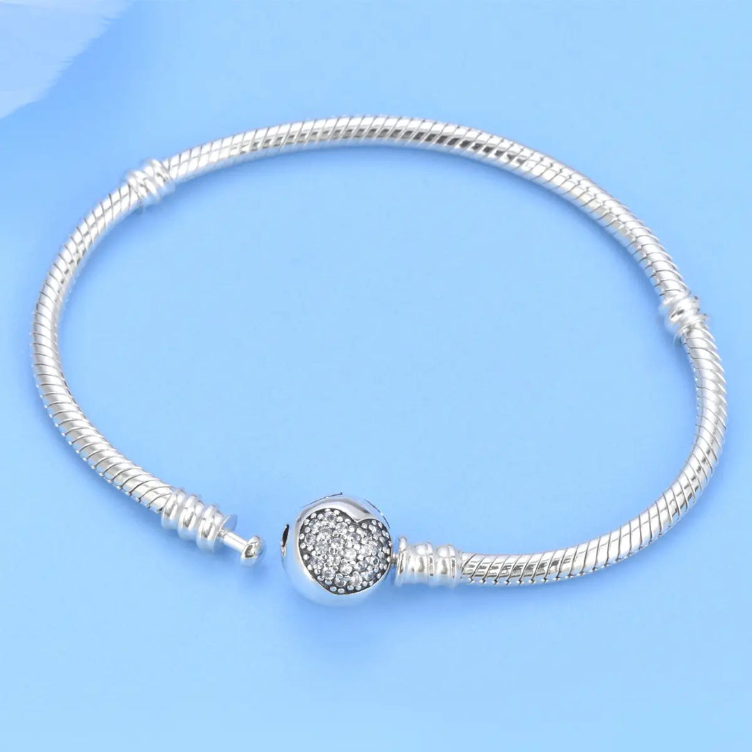 Heart Shaped Snake Bone Bangle Bracelet