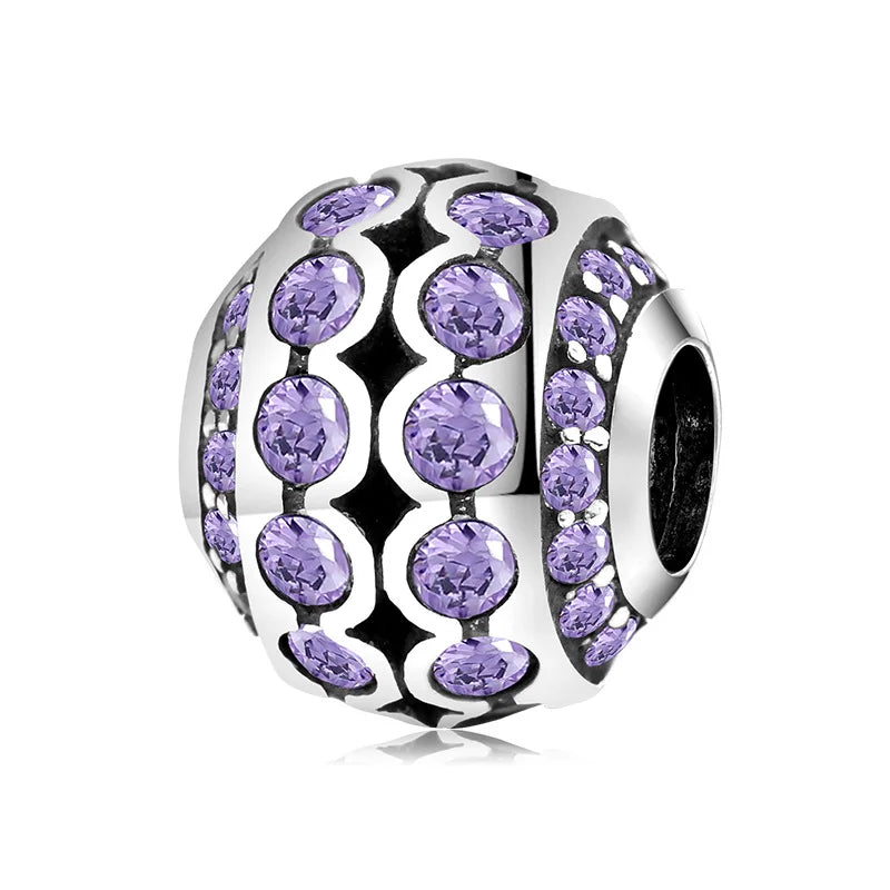 Cuentas redondas de circonita morada