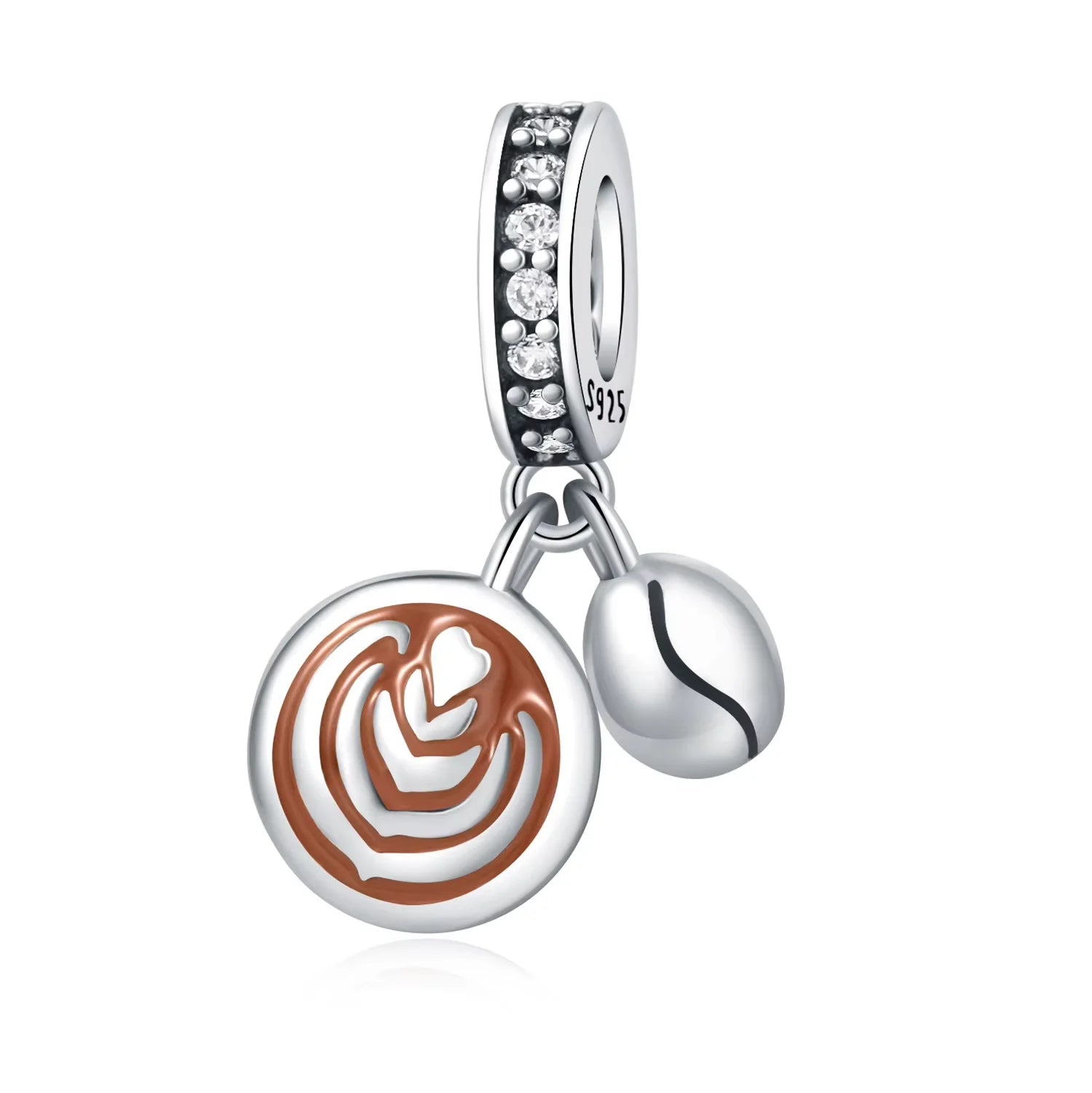 Coffee and Coffee Bean Charm Pendant