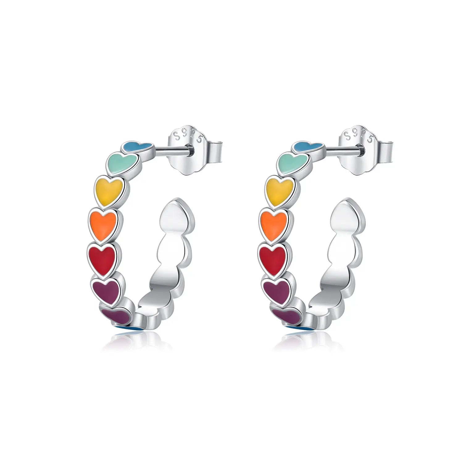 Rainbow Heart Hoop Earrings