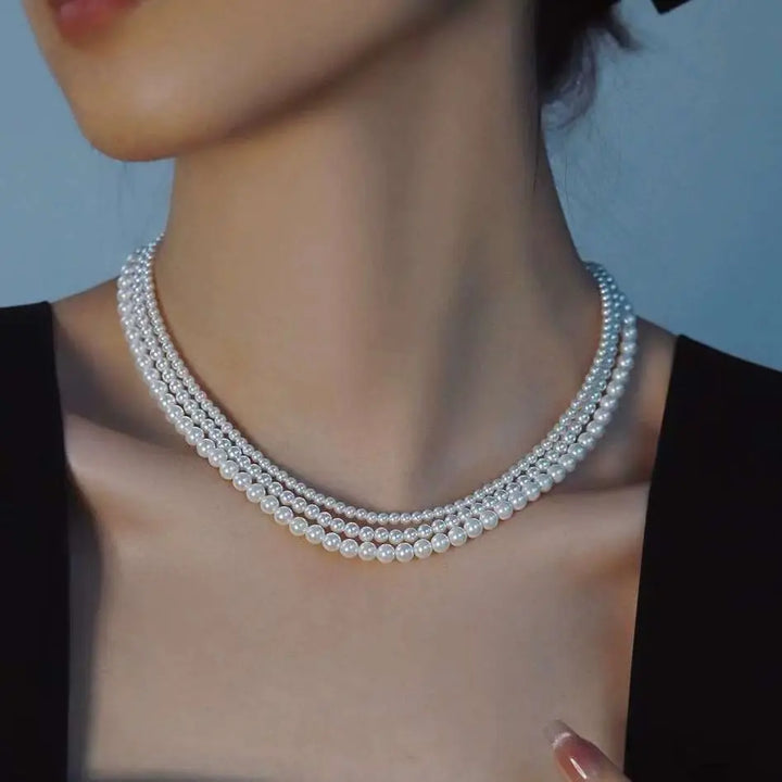 Women's Three-Layer Crystal Pearl Chain Set