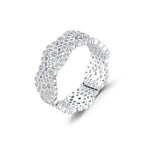 Sterling Silver Honeycomb Lace Zirconia Ring