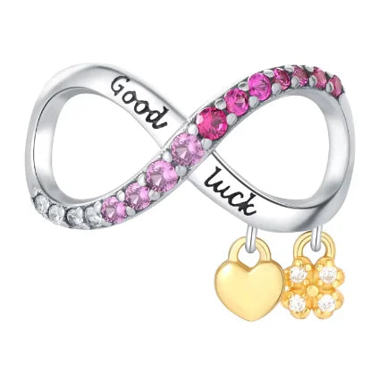 Amuleto de cuentas de trébol de cuatro hojas con mensaje de buena suerte y amor infinito