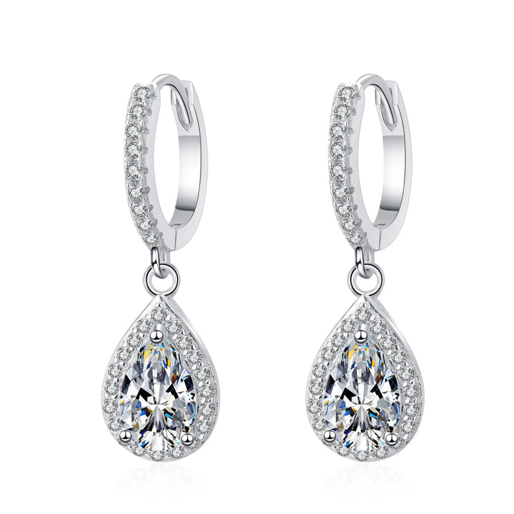 Water Drop Moissanite Hoop Earrings