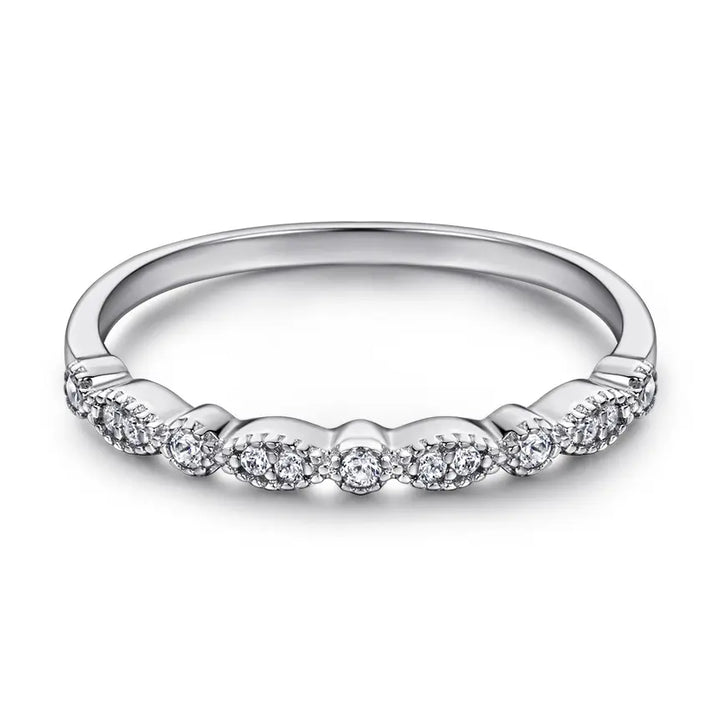Heart Halo Silver Engagement Wedding Ring