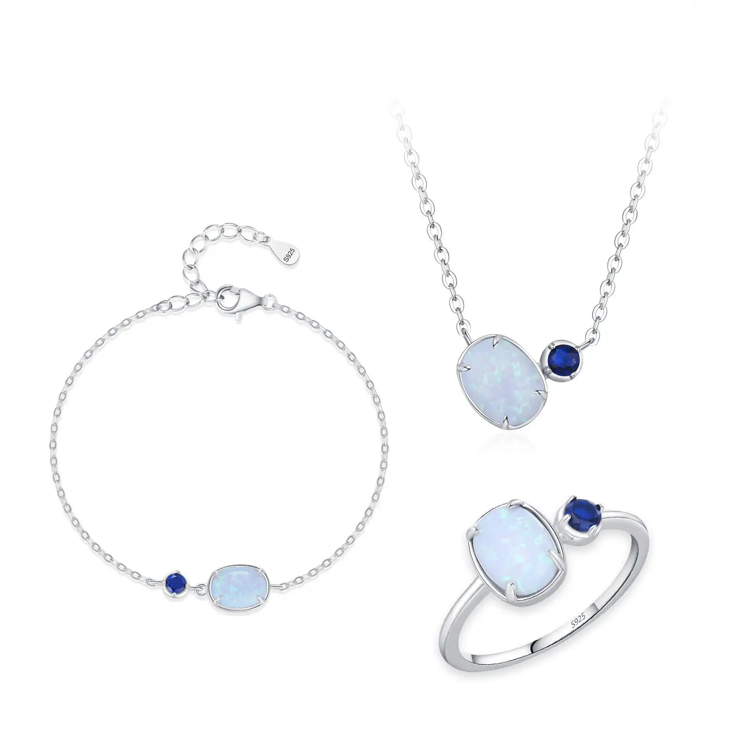 Blue Opal 3PCS Jewelry Set
