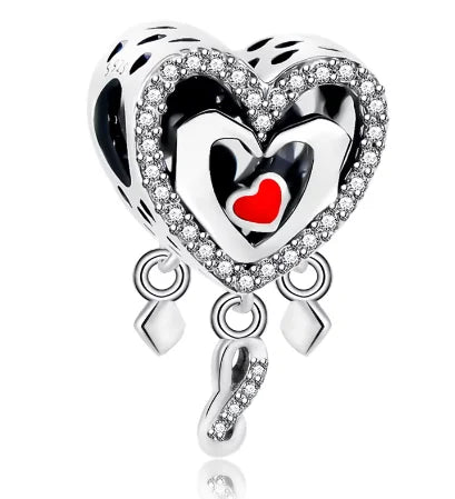 Cuentas de borlas con forma de corazón infinito