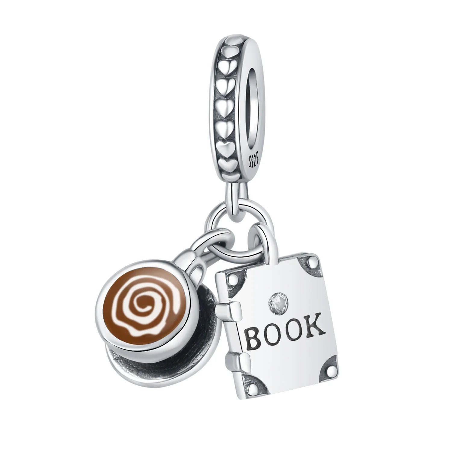 Coffee Cup and Book Pendant Charm
