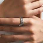 Sterling Silver Honeycomb Lace Zirconia Ring