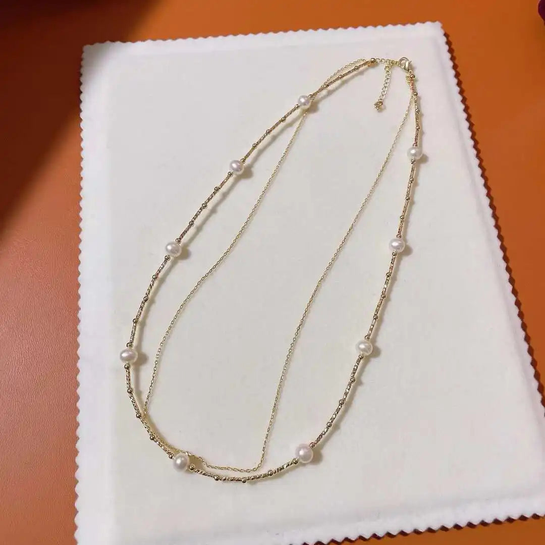 Women's Double Layer Freshwater Pearl Necklace