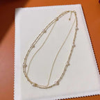 Collar de perlas de agua dulce de doble capa para mujer