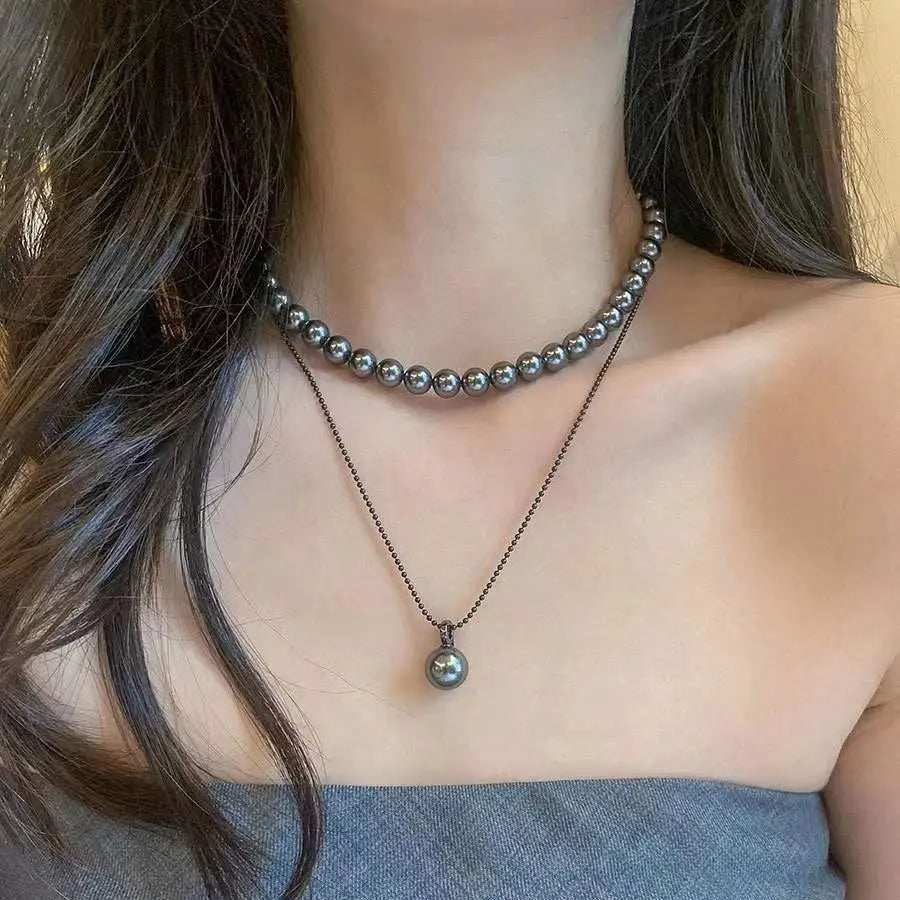 Women's Double Layer Crystal Pearl Necklace