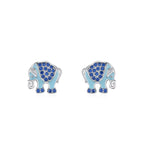 Blue Elephant Stud Earrings
