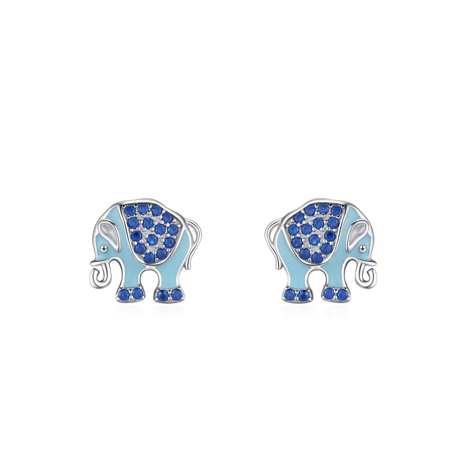 Blue Elephant Stud Earrings