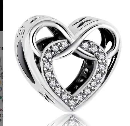 Charm en forma de corazón de amor infinito y doble amor