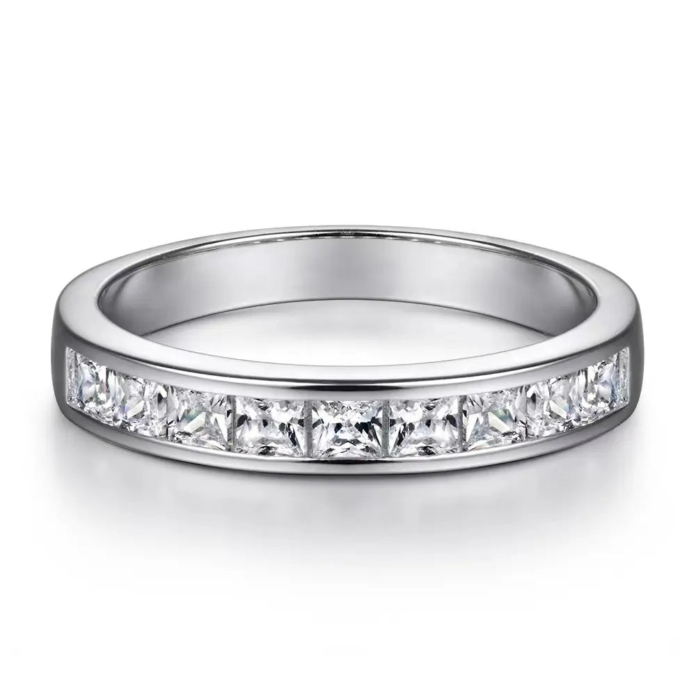 Square Inset Wedding Ring Set