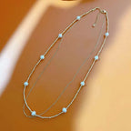 Collar de perlas de agua dulce de doble capa para mujer