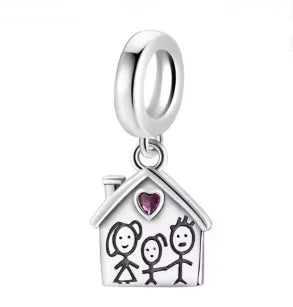 Love House Family Charm Pendant