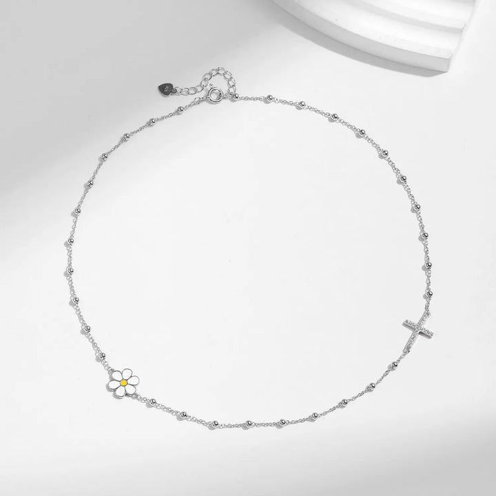 Cross & Daisy Short Choker Necklace