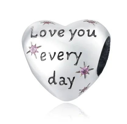 Love You Every Day Heart Shaped Bead