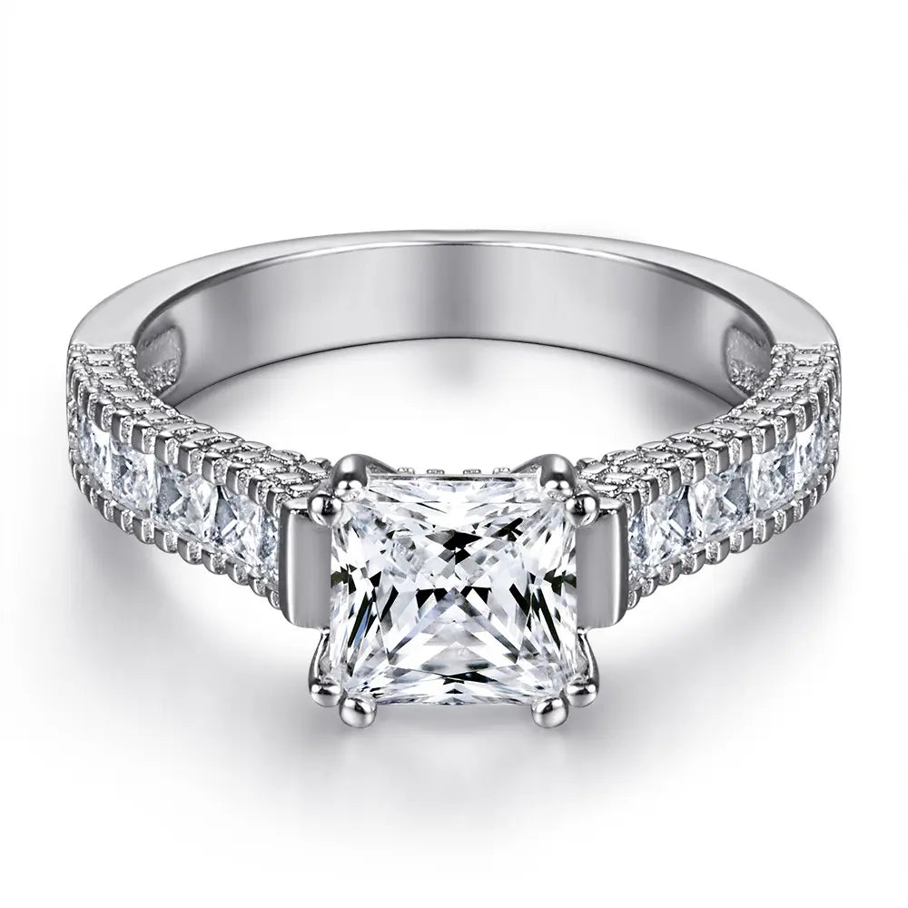 Square Princess Cut Half Eternity Bridal Ring Set