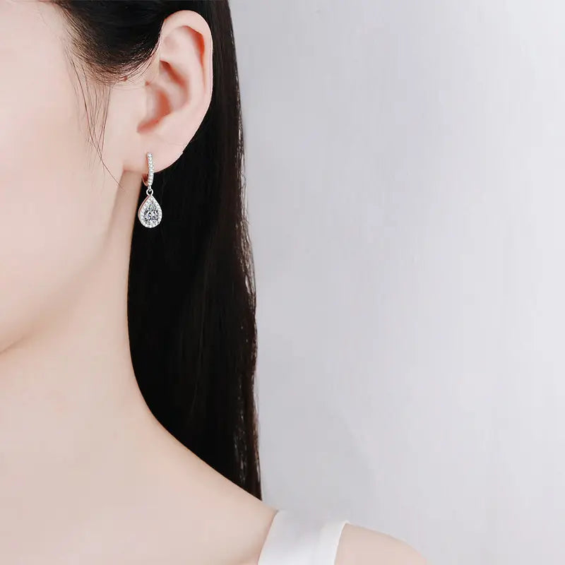 Water Drop Moissanite Hoop Earrings