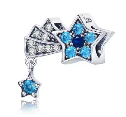 Blue Five pointed Star Charm Bead