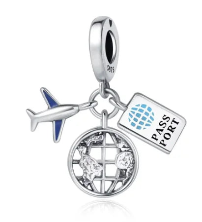 Around the World Travel and Airplane Charm Beads