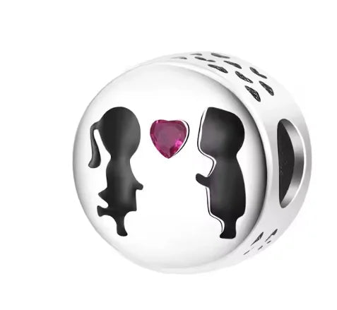 Boy And Girl Child Heart Charm Bead