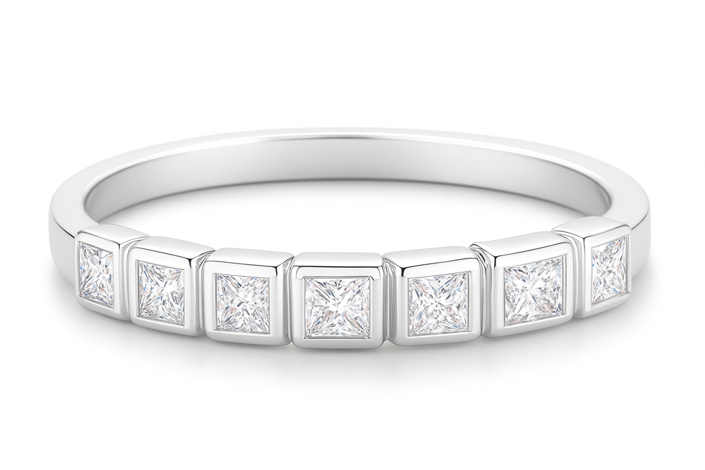 0.56CT Princess Cut Moissanite Ring in 925 Silver with 18K White Gold Plating. Elegant & Timeless.
