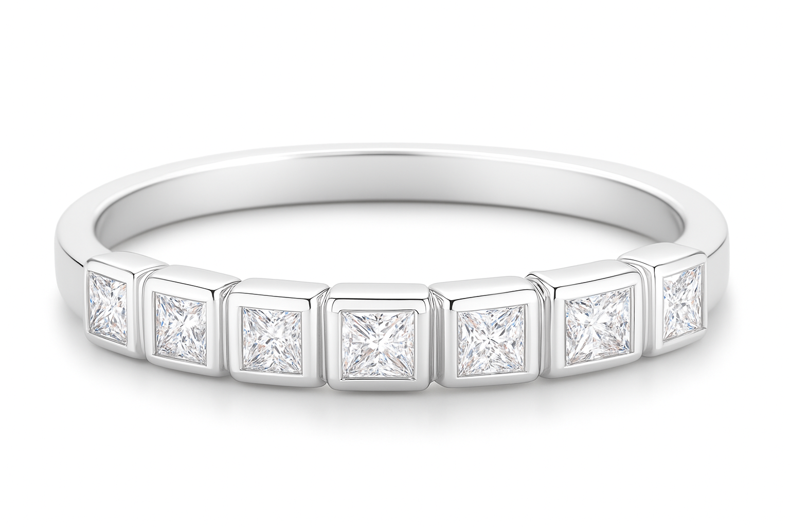 0.56CT Princess Cut Moissanite Ring in 925 Silver with 18K White Gold Plating. Elegant & Timeless.