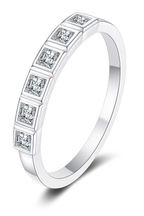 0.56CT Princess Cut Moissanite Ring in 925 Silver with 18K White Gold Plating. Elegant & Timeless.