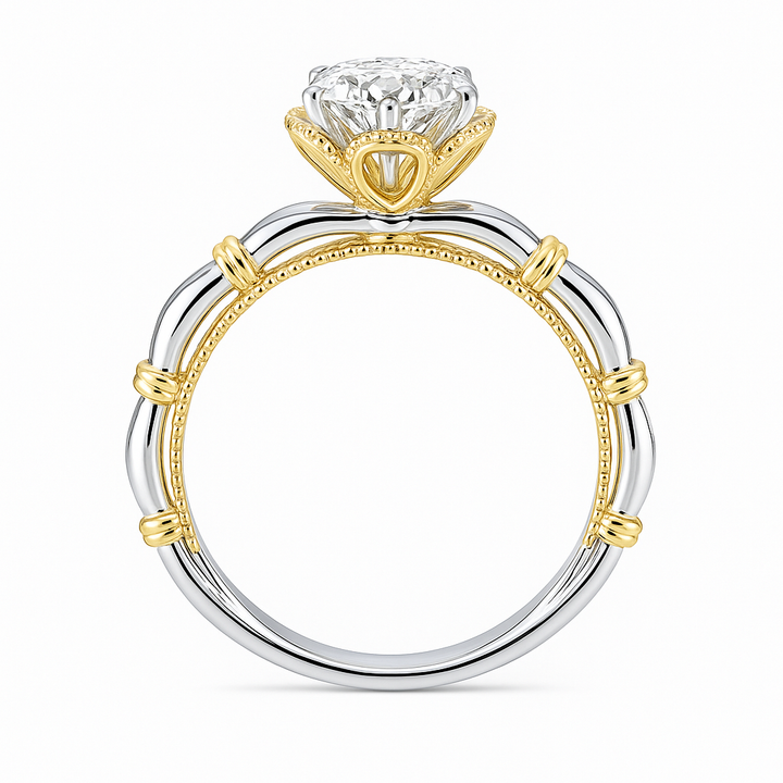 Romantic Platinum Moissanite Ring Brilliant-cut moissanite set in pure 925 silver with a platinum finish.