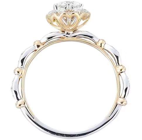 Anillo romántico de moissanita de platino Moissanita de talla brillante engastada en plata 925 pura con acabado de platino.