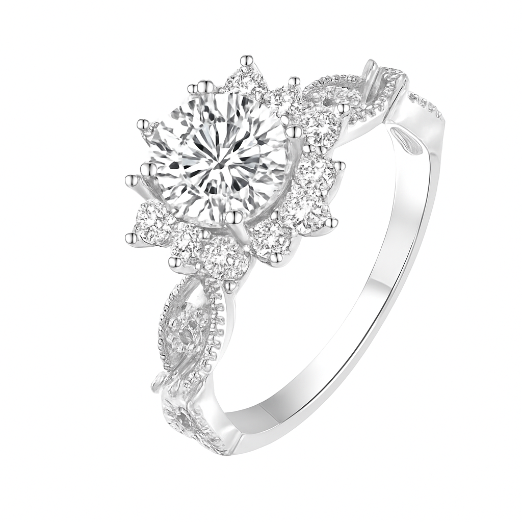 Brilliant Moissanite Flower Ring