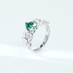 Moissanite Heart-Shaped Halo Ring in 925 Silver