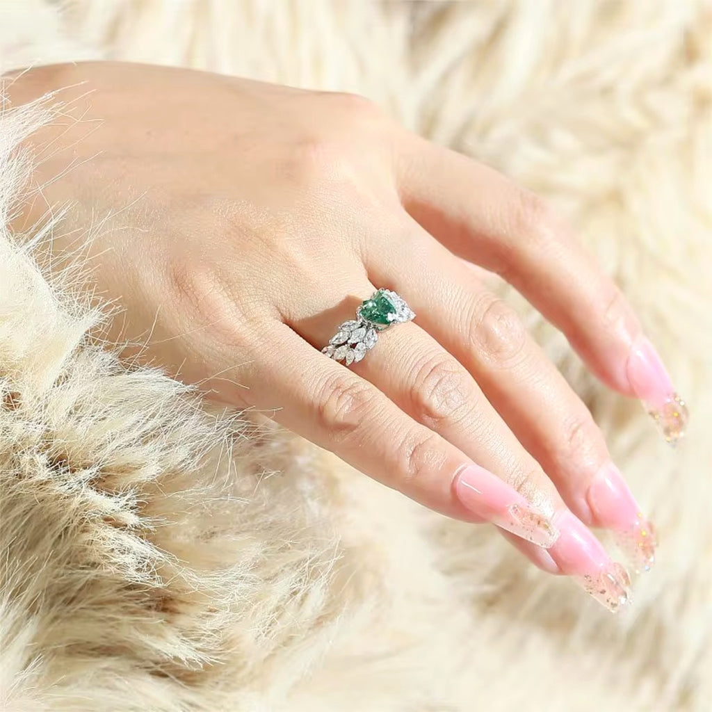 Moissanite Heart-Shaped Halo Ring in 925 Silver