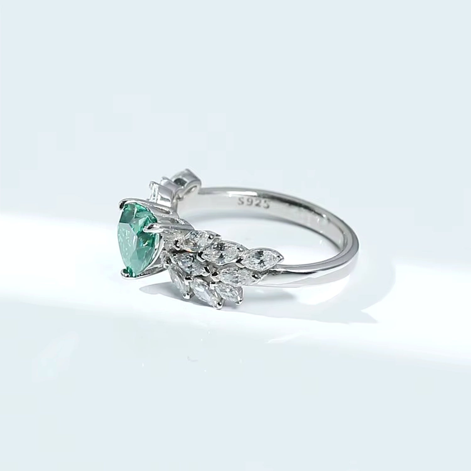 Moissanite Heart-Shaped Halo Ring in 925 Silver