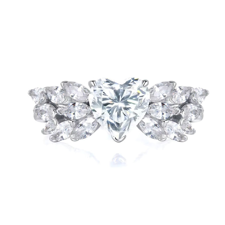 Moissanite Heart-Shaped Halo Ring in 925 Silver