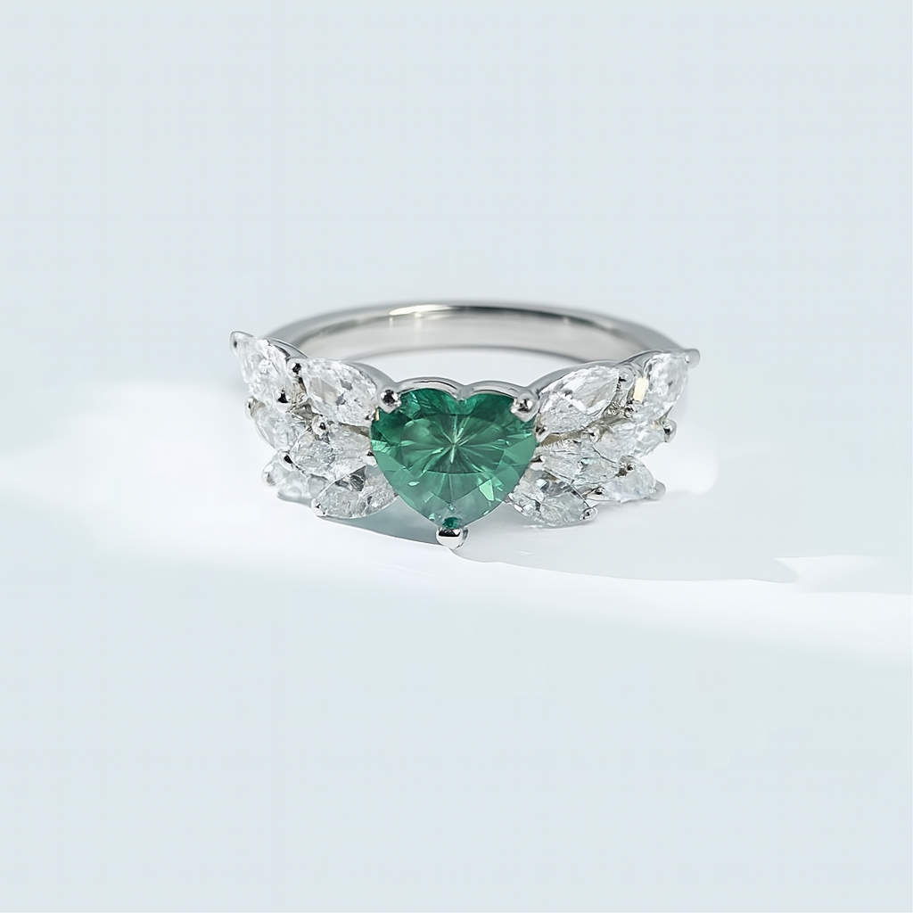 Moissanite Heart-Shaped Halo Ring in 925 Silver