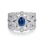 Ornate Moissanite Ring in 925 Silver