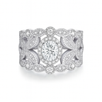 Ornate Moissanite Ring in 925 Silver