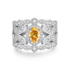 Ornate Moissanite Ring in 925 Silver