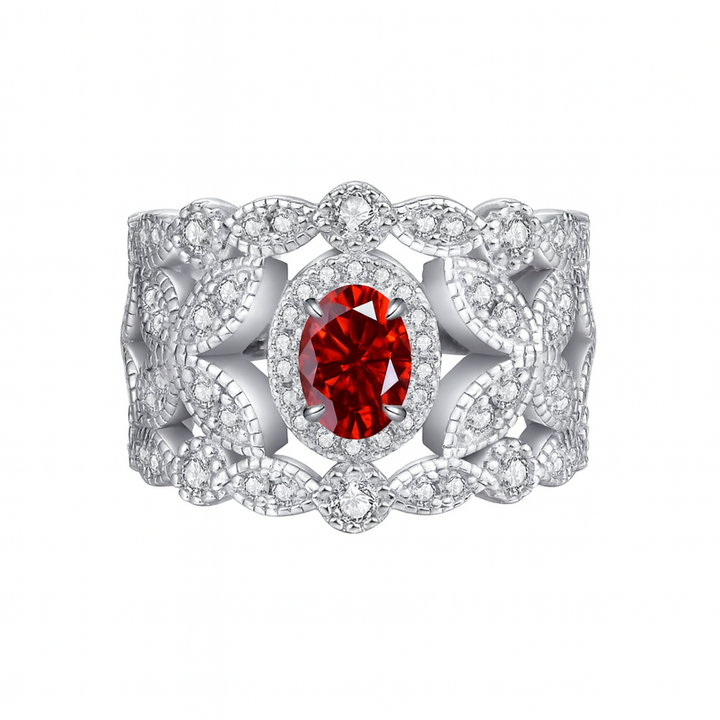 Ornate Moissanite Ring in 925 Silver